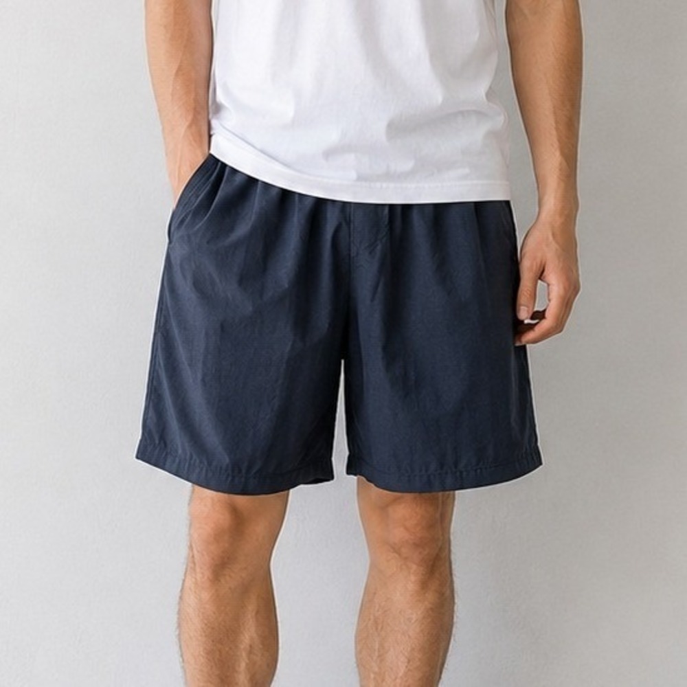 Lululemon Mens Heathered Navy Blue Athletic Training Shorts Size M Drawstring